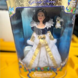 Elegant Princess Doll in Blue and Gold Gown